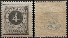 SWEDEN 1886 Numerals In Circle - Blue Coach Horn On Back - 4 Ore MNH - (NP#167-P49-L1) - Ongebruikt