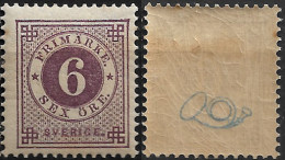 SWEDEN 1886 Numerals In Circle - Blue Coach Horn On Back - 6 Ore MNH - (NP#167-P49-L1) - Ongebruikt