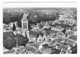 CPSM EN AVION AU DESSUS DE... MEILLANT, VUE AERIENNE SUR LE QUARTIER DE L'EGLISE, CHER 18 - Meillant