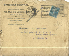 FRANCE LETTRE A ENTETE + PUBLICITAIRE 25c PERFORE PARIS POUR MENDE ( LOZERE ) DE 1922 - Covers & Documents