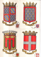Cinq Cartes Maxiphiles Circulée  Blason - Anjou- Auvergne -Bourgogne-Guyenne-Savoie (non Scanné) - Altri & Non Classificati