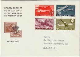 Liechtenstein 1960: LETZTE Flugpost-Marken Zu F 34-37 Mi 391-394 Yv PA 34-37 FDC ET-⊙ VADUZ 7.IV.60 (Zumstein CHF 45.00) - Posta Aerea