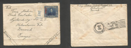 PANAMA. 1938 (21 March) Pto. Armuelles - Denmark, Cph. 5c Ovptd Fkd Env, Tied Rolling Cachet + Dest. Scarce Origin. SALE - Panama
