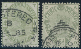 GROSSBRITANNIEN 77/8 O, 1884, 4 P. Und 5 P. Dunkelgraugrün, 2 Prachtwerte, Mi. 320.- - Gebraucht