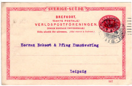 Schweden 1909, Schiffspost Stpl. Trelleborg-Sassnitz Auf 10 öre Ganzsache - Brieven En Documenten