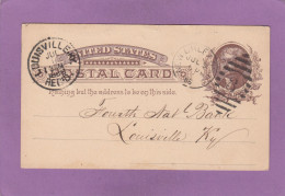 ENTIER POSTAL AVEC REPIQUAGE " THE UNION NATIONAL BANK " DE NEW ORLEANS POUR LOUISVILLE, 1886. - ...-1900