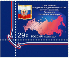 RUSSIA 2024-35 Putin Inauguration. Map Flag. CORNER, MNH - Timbres