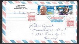 1991 40c Piper & 50c Quimby Airmails, San Bernardino CA To Germany - Briefe U. Dokumente