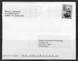 2000 60 Cents Rickenbacker, Hampton Roads VA To Lithuania - Briefe U. Dokumente