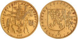 5 Dukaten 1931. Hl. Wenzel Zu Pferd. 17,45 G. 986/1000. Auflage Nur 1528 Ex. Fast Stempelglanz, Selten. Krause/Mishler 1 - Tchécoslovaquie