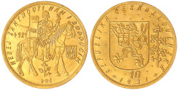 10 Dukaten 1931. Hl. Wenzel Zu Pferd. 34,87 G. 986/1000. Auflage Nur 1239 Ex. Fast Stempelglanz, Prachtexemplar, Selten. - Tchécoslovaquie