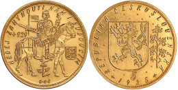 5 Dukaten 1935. Hl. Wenzel Zu Pferd. 17,45 G. 986/1000. Auflage Nur 1037 Ex. Fast Stempelglanz, Selten. Krause/Mishler 1 - Tchécoslovaquie