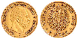 Delcampe - 5 Mark 1878 A. Sehr Schön/vorzüglich, Min. Randfehler. Jaeger 244. - 2, 3 & 5 Mark Zilver