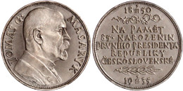Silbermedaille V. Spaniel 1935, Auf Präsident Thomas G. Masaryk. Brb. N.r./Schrift Und Daten. 60 Mm, 87,85 G. Im Origina - Tchécoslovaquie