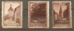 France - Erinnophilie - Le Club Vosgien - Petit Lot De 3 Vignettes NSG - Guémar - Ribeauville -  Saverne - Toerisme (Vignetten)