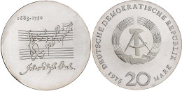 20 Mark 1975, Bachprobe Mit Vertieftem Notenzitat. Randschrift Läuft Rechts Herum. Stempelglanz, Prachtexemplar. Jaeger - Andere & Zonder Classificatie