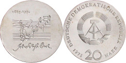 20 Mark 1975, Bachprobe Mit Vertieftem Notenzitat. Randschrift Läuft Links Herum. Prägefrisch. Jaeger 1555 P. - Andere & Zonder Classificatie