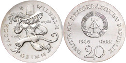 20 Mark 1986 A, Grimm. Randschrift Läuft Rechts Herum. Stempelglanz. Jaeger 1607. - Andere & Zonder Classificatie