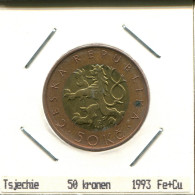 50 KORUN 1993 CZECHOSLOVAKIA BIMETALLIC Coin #AS541.U.A - Tchécoslovaquie
