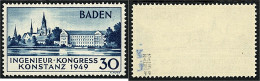 30 Pf. Ingenieur-Kongreß Konstanz 1949 Postfrische Erhaltung, Type II, Doppelt Und Tiefst Geprüft Schlegel BPP. Mi. 650, - Andere & Zonder Classificatie
