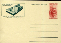 X8002 Italia, Post Card Stationery Card 20 Lire 1952 Showing Leonardo Da Vinci, Selfportrait - Andere & Zonder Classificatie