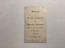 Ancien Faire-part De Première Communion (1931) Tournai Charles Valentin Église Saint-Piat - Communie