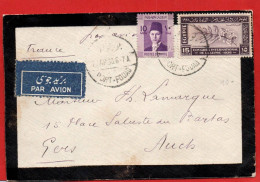 (RECTO / VERSO) EGYPTE EN 1938 - ENVELOPPE DE PORT FOUAD POUR AUCH -  BEAUX TIMBRES - Storia Postale