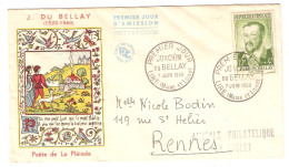 Vignette Les Amis Du Petit Lyré Sur FDC 7 Juin 1958 Joachim Du Bellay Pléïade - Toerisme (Vignetten)