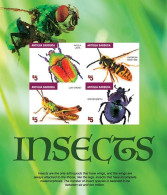 Antigua Bar. 2022, Insects, 4val In Block IMPERFORATED - Api