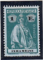 Inhambane, Ceres, 1 E. Verde S/ Azul, 1914, Mundifil Nº 86 MNG - Inhambane