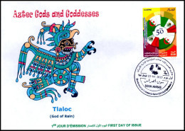 Delcampe - ARGILIA 2015 - FDC Aztec Gods - Tlaloc God Of Rain Dieu Pluie Gott Der Regen Dios De La Lluvia Dio Della Pioggia - Eau