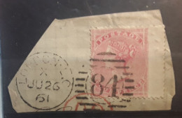 Delcampe - GB Queen Victoria Yvert No 18, 4 Four Pence Rose O LONDON L.C. June 26,1861,cachet Rouge PD,on Piece TB Cote Mini 100 E - Used Stamps