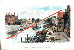 Delcampe - Litho Werbekarte AK Bromberg Bydgoszcz Blick Danziger Brücke Brahe A Thorn Posen Danzig Hoffmann S Stärke Salzuflen - Posen