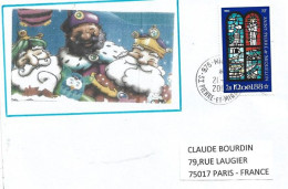 Delcampe - La Nativité. La Sainte Famille. Saint Pierre Et Miquelon, Vitraux, Sur Lettre Noël, Adressée En France - Briefe U. Dokumente
