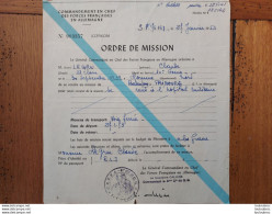 Delcampe - ORDRE DE MISSION COMMANDEMENT EN CHEF DES FORCES FRANCAISES EN ALLEMAGNE 1953 CACHET C.C.F.F.A. 41e COMPAGNIE - Dokumente