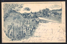 Delcampe - Lithographie Salem, Münster, Ortspanorama - Salem