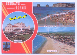 Delcampe - {96357} 64 Pyrénées Atlantiques Hendaye Plage, Multivues; Casino, Vue Générale, Plage Et Les Deux Jumeaux - Hendaye