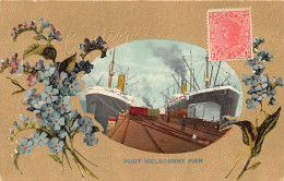 Delcampe - Australia - MELBOURNE (VIC) Port Pier - Flower Postcard - Publ. Unknown - Melbourne