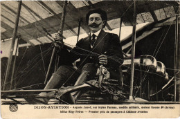 Delcampe - PC AVIATION PILOT AUGUSTE JUNOD BIPLAN FARMAN DIJON (a67924) - Flieger