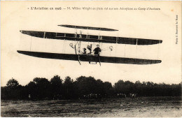 Delcampe - PC AVIATION AEROPLANE WILBUR WRIGHT CAMP D'AUVOURS (a67827) - Aerodrome