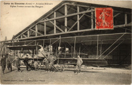Delcampe - PC AVIATION BIPLAN FARMAN CAMP DE SISSONNE (a67685) - Aerodrome