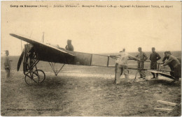 Delcampe - PC AVIATION MONOPLAN BLÉRIOT CAMP DE SISSONNE (a67683) - Aerodrome
