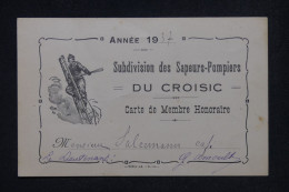Delcampe - VIEUX PAPIERS - Carte De Membre Honoraire De La Subdivision Des Sapeurs Pompiers Du Croisic En 1937 - L 172368 - Colecciones