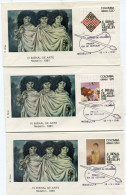 Delcampe - COLOMBIE ENVELOPPE 1er JOUR DES PA 667 / 669 4e BIENNALE DE L'ART A MEDELLIN TABLEAUX AVEC OBL BOGOTA  15 V 1981 - Colombie