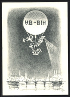 Delcampe - Künstler-AK Zürich, Seenachtfest 1954, Ballonaufstieg HB-BIH, Stempel Ballonpost 1954 - Fesselballons