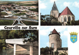 Delcampe - [-10%] FRANCE - Courville Sur Eure - Pont - Tour - Rempart - Eglise Saint Pierre - Clocher - Panorama - Carte Postale - Courville