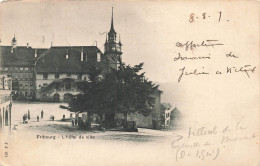 Delcampe - [-20%] SUISSE - Fribourg - Hôtel De Ville - Bâtiment - Place - Tour - Flèche - Horloge - Animé - Carte Postale Ancienne - Fribourg