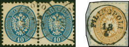 Delcampe - 1864, 10 So. Blue, Horizontal Pair, And 15 So. Dark Brown, Issues Of Lombardy Venetia, Both Struck With Choice “Filipopo - Levante-Marken