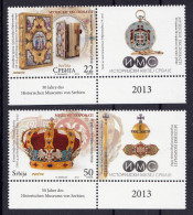 Delcampe - Serbia 2013 Museum Exhibits 50 Years Anniversary Museum Of History Gospel King's Crown, Set With Labels In Pair MNH - Serbien