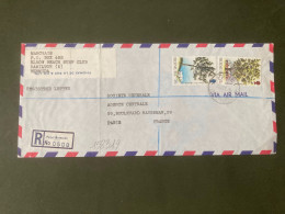 Delcampe - LR Par Avion Pour La FRANCE TP MAHOGANY 24c + BERMUDA CEDAR 18c OBL.23 OCT 73 PAGe - Bermuda